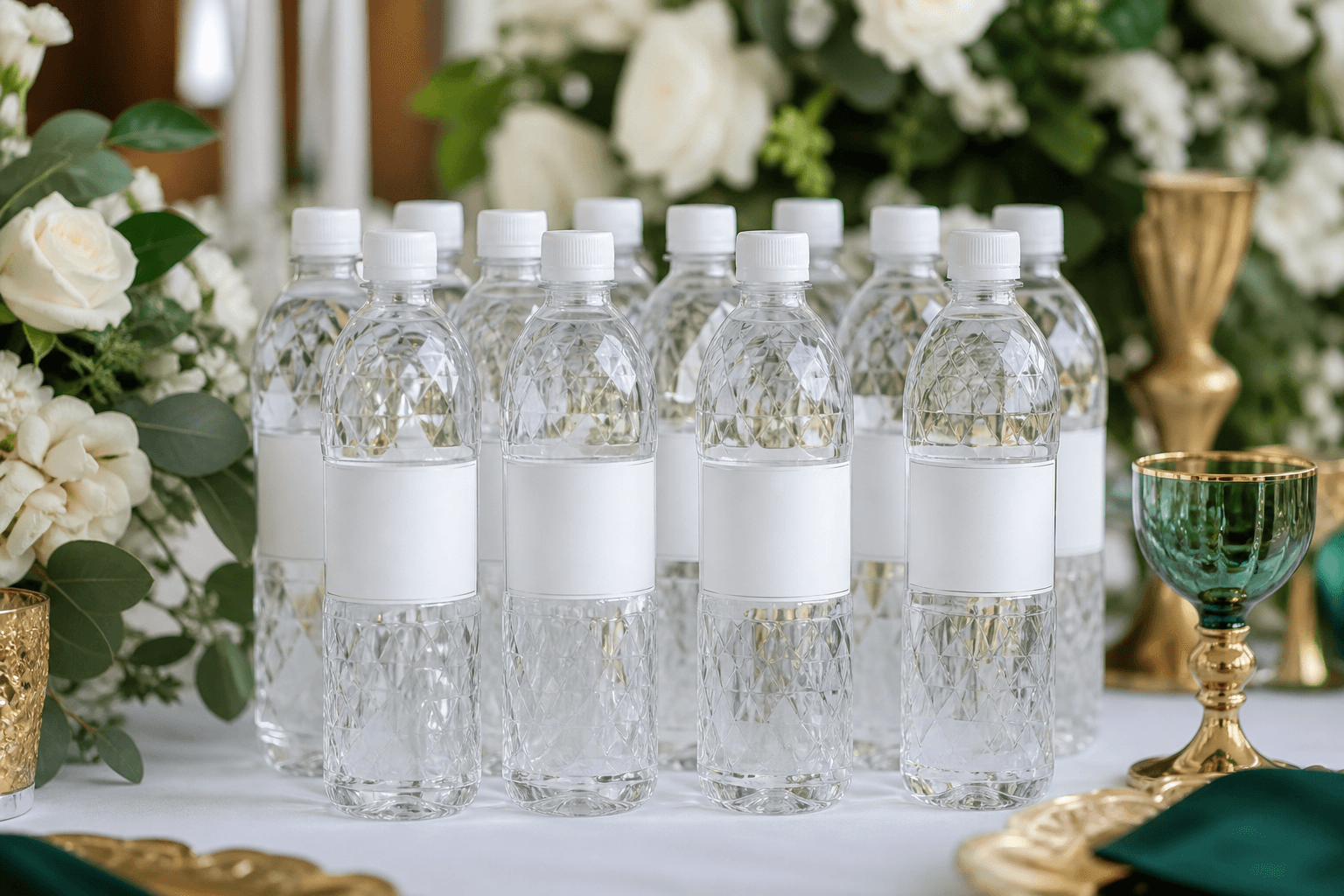 Custom event bottled water arranged for a celebration