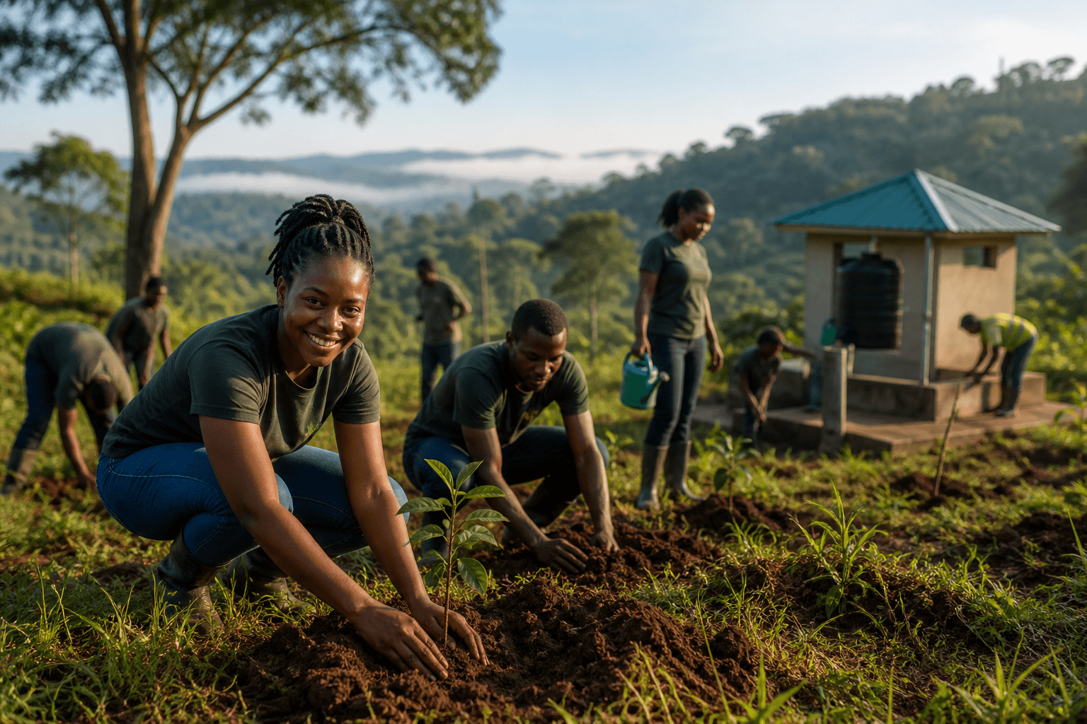 Community tree planting supporting Matana Springs environmental stewardship